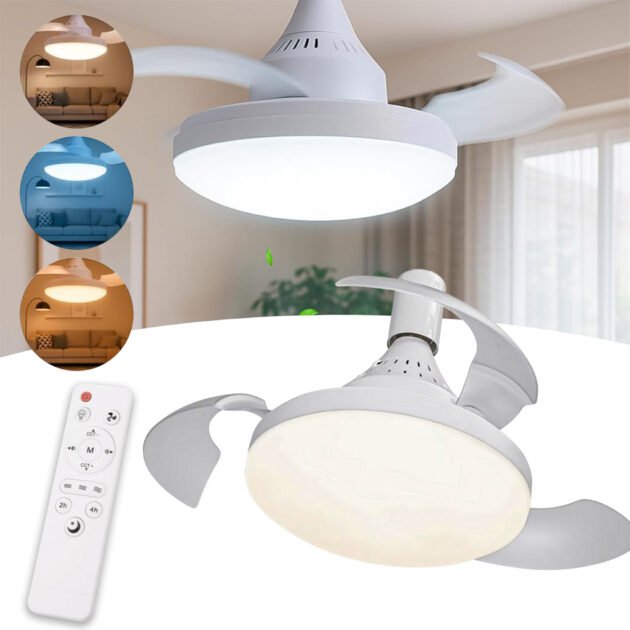 مروحة سقف قابلة للسحب مع إضاءة قابلة للتعديل وجهاز