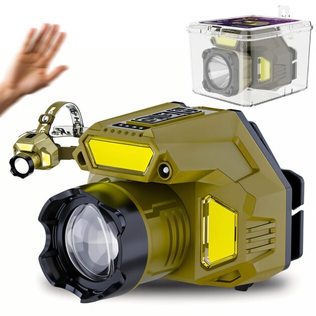 مصباح رأس قابل لإعادة الشحن مزود بمستشعر حركة