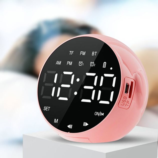 مكبر صوت بلوتوث وساعة منبه رقمية مكتبية