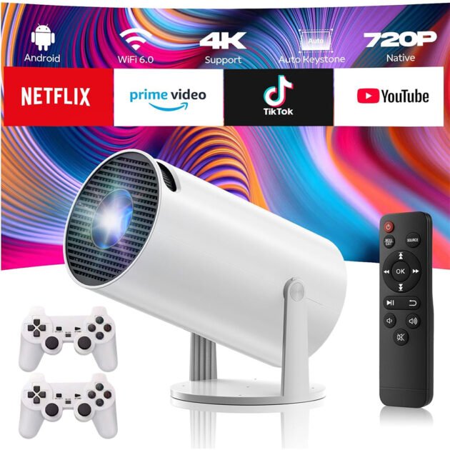 جهاز عرض ألعاب ذكي الدقة مع وحدتي تحكم