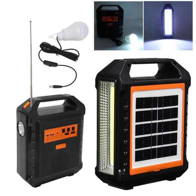 مكبر صوت بلوتوث يعمل بالطاقة الشمسية مزود بلوحة ومصباح