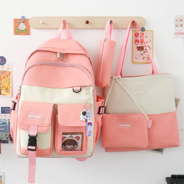 طقم حقائب مدرسية كاواي مكون من 4 قطع للمراهقين