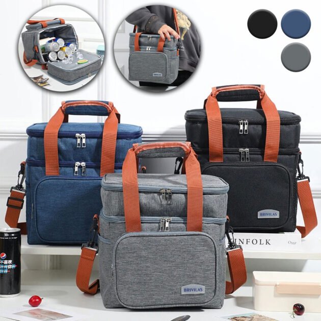 حقائب غداء كبيرة الحجم ذات طبقتين قابلة للفتح