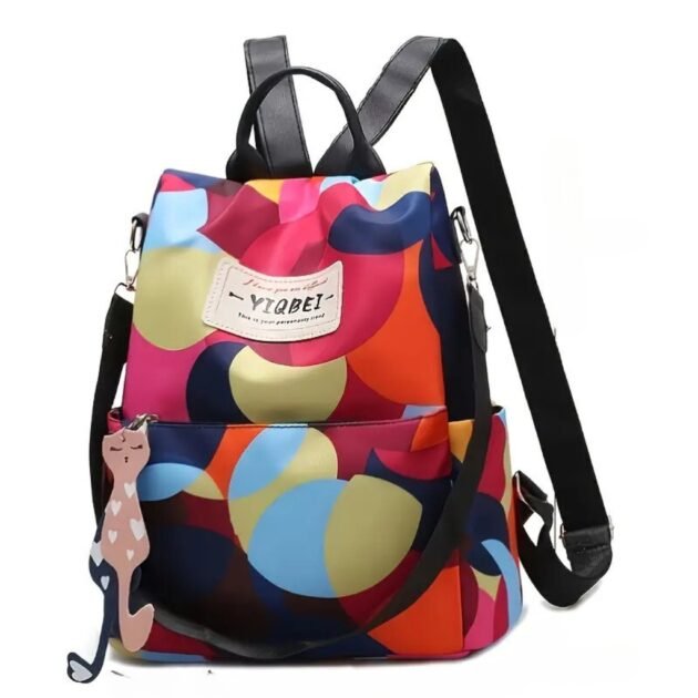 حقيبة ظهر نسائية مقاومة للماء ومضادة للسرقة من قماش