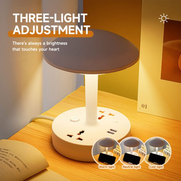 شريط طاقة ومصباح مكتبي بقدرة واط مزود بمنافذ