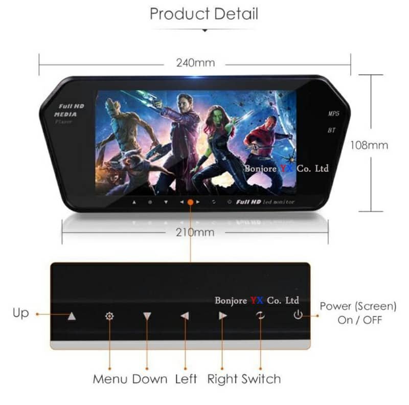 مرآة الرؤية الخلفية مزودة بشاشة مقاس 7 بوصات - الصورة 4