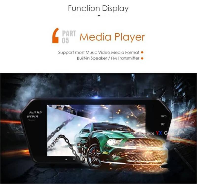 مرآة الرؤية الخلفية مزودة بشاشة مقاس 7 بوصات - الصورة 2