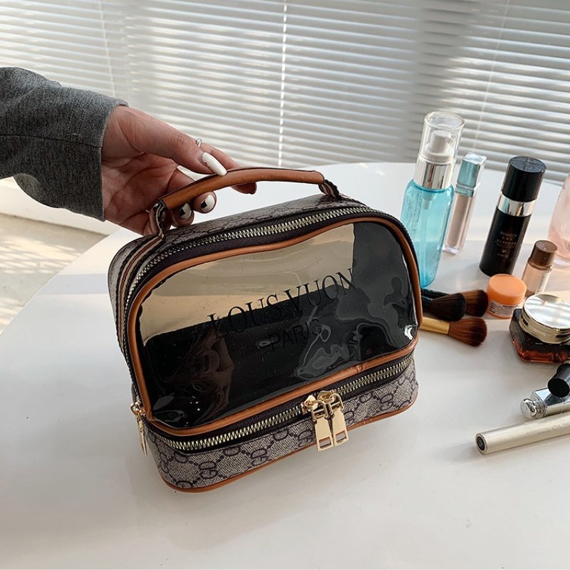 حقيبة أدوات تجميل شفافة مزدوجة الطبقات - الصورة 3