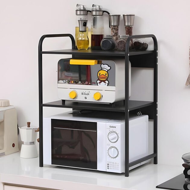 حامل فرن الميكروويف ورف تخزين من 3 طبقات